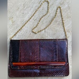 Vintage Snakeskin Handbag by  Palizzio with Chain Strap